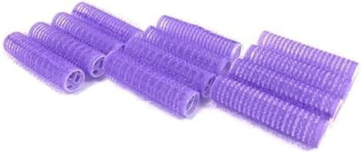 Mini Hair Rollers, Assorted Color, 12 Piece Set - Self Grip Velcro Hair Curlers, Durable Plastic Material, Compatible with Popular Models - Compact Design for Styling - Unron