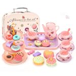 33 Piece Tea Set for Toddlers, Children's Tea Party Pretend Play Toys and Dessert Toys, Plates, Teapot, tea set for toddlers, Children's Tin Play Tea Set for 3+ Girls