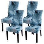 SearchI Super Fit Stretch Removable Washable Short Dining Chair Covers Slipcover Protector, Spandex Fabric Chair Cover for Dining Room, Hotel, Ceremony (Blue, 4 per Set) …