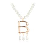 GAUEIOUR Anne Boleyn Ugly Betty Letter Pearl Necklace，A Niche Design With A Light And Luxurious French Fashion Necklace，Elegant And Minimalist Vintage Silver Necklace