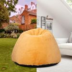 Amazon Brand - Solimo Luxe Fur XXL Bean Bag Filled with Beans (Camel) | Capacity: Upto 6 Ft Height, 100 KG Weight
