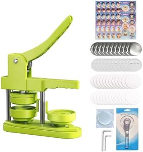 FreeingBAG Button Maker Machine 58mm - (3 Gen) Installation-Free (2.25in) DIY Badge Button Maker Press Machine Badge Punch Press with 100pcs Button Parts Pictures (Green, 2.25 inch / 58mm)