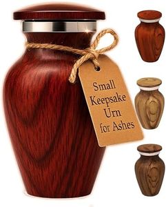 Small Keepsake Cremation Urn For Human Ashes With Wood Grain Finish Choose From 4 Unique Woodgrains Mini Metal Sharing Personal Funeral Urn for Pet or Human Ashes (Red Cherry)