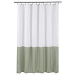 ALYVIA SPRING Waterproof Fabric Shower Curtain Liner - Soft & Light-Weight Cloth Shower Liner, 3 Bottom Magnets, Hotel Quality & Machine Washable - Standard Size 72x72, White and Sage