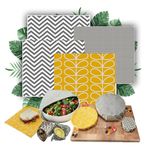 Ecoshack Beeswax Reusable Wrap Paper - 4 Pack Eco Friendly Food Wrapping Sheets - Sustainable Lunch Box Cover and Food Storage - Free E-Book- Small Medium and Large Size - Yellow Grey Colour