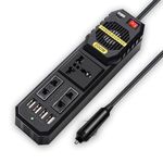 CRUST N80 Car Laptop Charger Power Inverter 200W; 12V DC to 220V AC, 3 AC Outlets, 4 USB Ports, Rapid Cooling Fan, External Fuse, 6 Layers of Protection