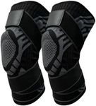 XINGJIEYUN Knee joint bracket, Breathable Elastic Compression Knee Pad with Bilateral Spring-Supported Patella Gel Pads. High durability and performance suitable for jiu-jitsu, Muay Thai, wrestling, volleyball, running, cycling. Unisex (Black*2, X-Large)