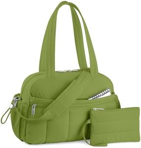 TOPDesign Travel Duffel Bag for Women, Puffer Gym Bag Sports Tote with Wet Pocket, Carry On Weekender with Luggage Sleeve (Green)
