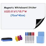 Ezigoo Magnetic Whiteboard Paper, 40 * 70cm Magnetic White Boards for Walls, Self Adhesive White Board with 6 Markers, 1 Eraser, and 6 Magnets for Wall, Fridge, Weekly Meal Planner, Office and School