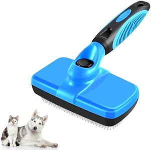 AINA Self-Cleaning Pet Grooming Brush | Slicker Retractable Brush for Dogs & Cats Shedding, Detangling, & Fur Removal with Click Clean Button | Effective, Comfortable, & Perfect for Pet Grooming