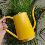 ecofynd 1.5 Litre Metal Watering can for Plants, Garden Water can for Kids, Flower Watering Pot for Home Gardening, Color - Yellow, Size - 1.5 L with spout