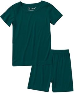 Jimonda Baby Boys Girls Pajama Sets Toddler Sleepwear Cool Jammies 2pcs Viscose from Bamboo PJs Short Sleeved 18M-8Y(Dark green-3T)