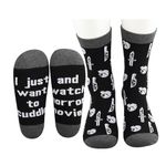 MBMSO Horror Movie Inspired Gifts for Horror Movie Fans Socks 2 Pairs I Just Want to Cuddle and Watch Horror Movies Socks (Cuddle Horror Socks)