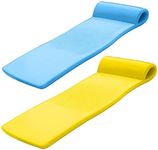 TRC Recreation 2-Pack Sunsation 1.75" Thick Foam Pool Float Lounger, Bahama Blue & Yellow w/Headrest for Lounging & Sunbathing in Swimming Pools, Beaches & Lakes, 70" x 26"