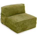 Gilda Jazz Chair Bed Fold Out Futon Single Mattress Corduroy (Budget, Lime)