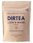 DIRTEA Lion's Mane Mushroom Powder | 2,000mg / Serving | Organic, Vegan & Non GMO | Focus, Memory & Immunity | High Strength Supplement with Zinc | 240g - 120 Servings