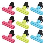 Bag Clips for Food Storage,9 Pieces Food Bag Clips for Kitchen Storage Clip,Airtight,3 Colours Sturdy Food Clips for Sealing Food Keeping Food Fresh Plastic Clips for Home, Kitchen and Office