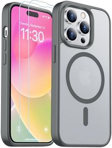 SPIDERCASE Designed for iPhone 14 Pro Case, Magnetic Translucent [2+Tempered Glass Screen Protector] Anti-Fingerprint Anti-Scratch for iPhone 14 Pro 6.1”, Gray