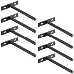 Sayayo Floating Shelf Brackets Heavy Duty 125MM/5-Inch Invisible Hidden Shelf Supports for Wall, T Shape Metal Brackets for Concealed Wood Shelves Wall Mounted, Matte Black 8 Pack