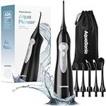 Aquasonic Aqua Flosser - Professional Rechargeable Water Flosser with 4 Tips - Oral Irrigator w/ 3 Modes - Portable & Cordless Flosser - Kids and Braces - Dentist Recommended (Black)