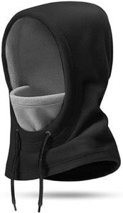 Kids Balaclava Mask - Winter Warm Windproof Face Cover with Fleece Lining, Adjustable Cold Weather Hat for Boys & Girls (US, Alpha, Medium, Large, Black and Gray)