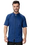 Chef Works Men's Arcadia Chef Coat, Ocean Blue, Medium