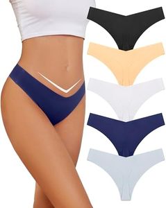 VOENXE Seamless Low Rise Thongs for Women No Show Thong Underwear Women 5P