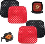 4 Pack Reusable Silicone Air Fryer Liners, 8.5 Inch Square Non-Stick Air Fryer Heat Resistant Basket Mats, Air Fryer Baking Tool Accessories Compatible with COSORI, Ninja, NuWave, and More