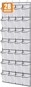 MISSLO 28 Large Pockets Over The Door Shoe Rack Hanging Shoe Organizer for Closet Door Shoe Storage Holder Mesh Hanger, White