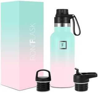 IRON °FLASK Sports Water Bottle - 470 ml, 3 Lids (Spout Lid), Vacuum Insulated Stainless Steel, Hot Cold, Double Walled, Thermo Mug, Standard Metal Canteen (Bubble Gum)