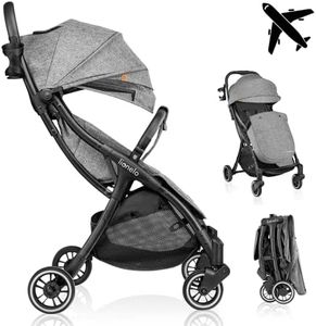 LIONELO Julie One Passeggino leggero e pieghevole da 0 mesi fino 22 kg Compatto con zanzariera, coprigambe, portabibite e borsa, Poggiapiedi regolabili e schienale alla posizione a sdraiata (Grigio)