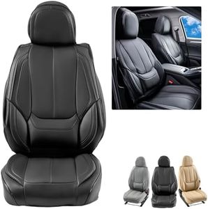 VEVOR Seat Covers, Universal Car Seat Covers Front Seats, 6pcs Faux Leather Seat Cover, Full Enclosed Design, Detachable Headrest and Airbag Compatible, for Most Cars SUVs and Trucks Black