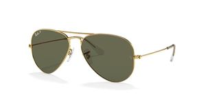 Ray-Ban RB3025 Classic Aviator Sunglasses, Gold/Green Polarized, 58 mm