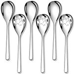 Slotted Spoon Serving Spoon, 9.3 inches Stainless Steel Salad Serving Spoons, Large Cutlery Serving for Buffet Party Banquet Cooking,Set of 6