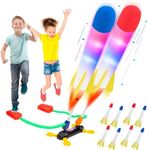 BananMelonBM Rocket Launcher for Kids, Outdoor Duel Game Foam Jump Rocket Launcher Toy with 8 Flashing Foam Rockets for 5, 6, 7, 8 Ages Boys or Girls Birthday Toy & STEM Gifts