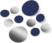 Navy Blue/Metallic Silver Vinyl Wall Decals (30 Decals) - Polka Dots Stickers - Removable Adhesive Safe on Walls Circles Nursery