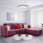 FURNY - Melrond 6 Seater Fabric RHS Sectional L Shape Sofa Set (Right Facing-Pink)