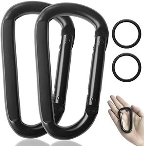 Carabiner Caribeener Clips, 3" Heavy Duty Carabiner for Hammocks, Camping Accessories, Hiking, Keychains, D Shaped Spring Hook Carabiners for Dog Leash, Harness and Key Ring, 880lbs, Black(2 PCS)