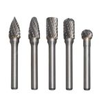 HPMAISON 5pcs Tungsten Carbide Head 10mm Rotary Point Burrs Die Grander with 6mm Shank Cutter Bit Set for Metal, Steel, Marble, Jade, Bone, Wood Carving