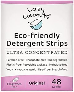 LAZY COCONUTS Eco Friendly, Plant Powered Laundry Detergent Strips - Fragrance Free, Unscented, Ultra Concentrated, Earth Friendly No Plastic - Lightweight and Perfect For Home, Dorms, Travel, Camping