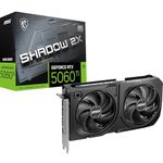 MSI GeForce RTX 5060 Ti 16G Shadow 2X OC Plus Graphic Card - NVIDIA GeForce RTX 5060 Ti GPU, 16GB GDDR7 128-bit Memory, 28 Gbps, PCI Express Gen 5 x16 Interface, Upto 2602 MHz, STORMFORCE Fan