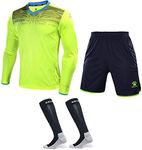 KELME Soccer Goalkeeper Jersey Uniform Kit - Mens Padded Football Goalie Jersey - Padded Shirt, Shorts and Socks Kids and Adult Sizes (Kids 6, Yellow)