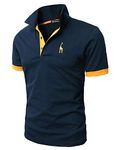 GHYUGR Men's Short Sleeve Polo Shirts Giraffe Contrasting Colors Golf Tennis T-Shirt,Navy,XL