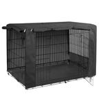 HiCaptain Folding Metal Dog Crate for Cover 42 Inch Wire Pet Cage (Black)