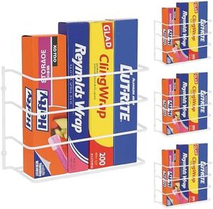 Evelots Kitchen Wrap Organizer - 4 Pack - Hold up to 4 Plastic, Foil, Paper, Wax - Cabinet Door, Wall Rack Basket - Sandwich, Freezer, Food Bag Storage - Laundry Supplies - Plastic Coated Metal