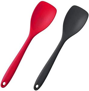 Silicone Spatulas Spoon Set of 2,Non-stick Heat Resistant SiliconScraping Kitchen Baking Bakeware,Silicone Scraper Scoop Mixer for Stirring, Scooping and Mixing,Red and Black