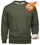 MAGCOMSEN Mens Sweatshirts Crewneck Thick Fleece Pullover Sherpa Thermal Sweater Winter Tops Warm Army Green 2XL