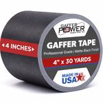 Real Professional Premium Grade Gaffer Tape by Gaffer Power - 4 Inch X 30 Yards, Black- Made in The USA - Heavy Duty Gaffers Tape - Non-Reflective - Multipurpose - Better Than Duct Tape!