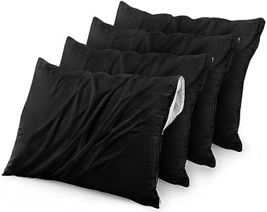 Utopia Bedding Waterproof Pillow Protectors Zippered (4 Pack, Black) Queen Size, Bed Bug Proof Pillowcases, Pillow Encasement Covers 20 x 28 Inches