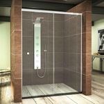 Hindware Italian Collection Wall-to-Wall Edge Shower Enclosure | 1 Fixed & 1 Sliding Door | 8mm Saint-Gobain Glass | Chrome Brass Fittings | Aqua Clean Coating | 1500x2000 mm | 5-Yr Warranty